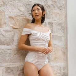 Ivory Off Shoulder One-Piece -Swim Shoreline 369A0006