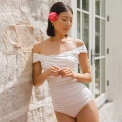 Ivory Off Shoulder One-Piece -Swim Shoreline 369A0049