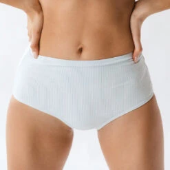 Blue Pinstripe High-Waisted Bottoms -Swim Shoreline 369A0052 c8c4f7a8 4170 4e6c b73c 76554a235286