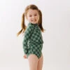 Mini Rash Guard Two-Piece Set, Green Check -Swim Shoreline 369A0055final
