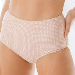 Pink Checkers High-Waisted Bottoms -Swim Shoreline 369A0454final