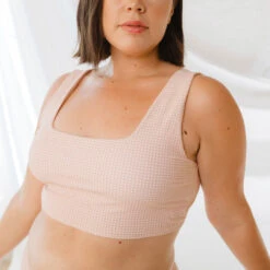 Pink Checkers Olivia Swim Crop -Swim Shoreline 369A0504final