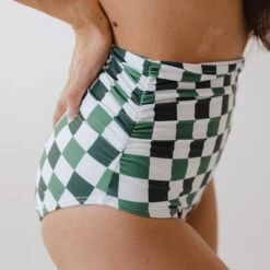 Check Mate Ruched High-Waisted Bottoms 21 Check Mate Ruched High-Waisted Bottoms -Swim Shoreline 369A0515