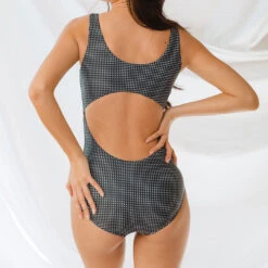 Black Checkers Top Knot One-Piece -Swim Shoreline 369A0593final a02a696d 36d3 49ac bdee eed5ac9087c3