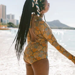 Golden Hour Long Sleeve Rash Guard One-Piece 12 Golden Hour Long Sleeve Rash Guard One-Piece -Swim Shoreline 369A0704final