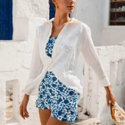 Linen Button Up, White