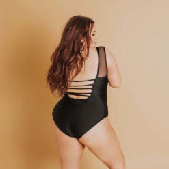 The Maria, Black Mesh One-Piece Swimsuit -Swim Shoreline 369A1447 web