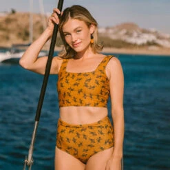 Golden Tiger High-Waisted Bottoms -Swim Shoreline 369A2024