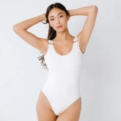 The Monica One-Piece Swimsuit, Ivory -Swim Shoreline 369A2055final