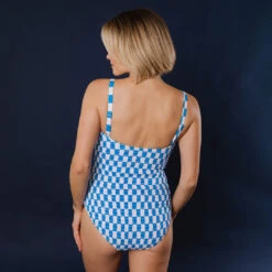 Smocked One-Piece, Blue Checkers -Swim Shoreline 369A2451final