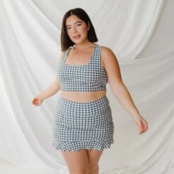 Houndstooth High-Waisted Swim Skirt 30 Houndstooth High-Waisted Swim Skirt -Swim Shoreline 369A2553final 64999dee 9b2e 43b5 8465 ac94f96558d4