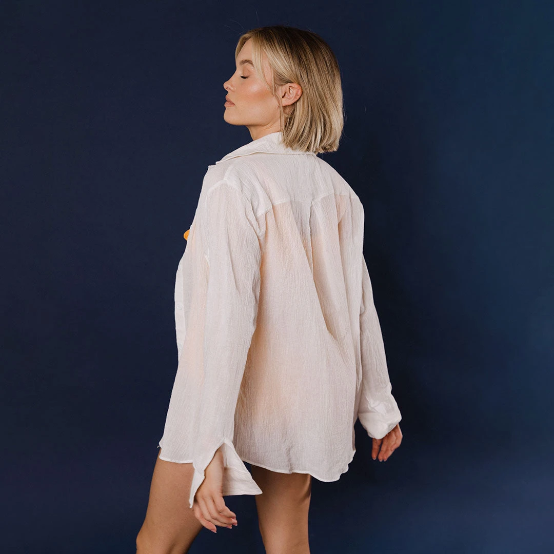 Linen Button Up, White 8 Linen Button Up, White - Image 6