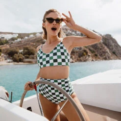 Check Mate Ruched High-Waisted Bottoms 25 Check Mate Ruched High-Waisted Bottoms -Swim Shoreline 369A2800final 8b25b40b 7584 42f2 ba43 fbfb19ad18a0
