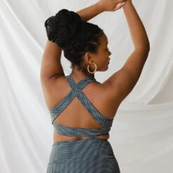 Black Checkers Top Knot -Swim Shoreline 369A2846final