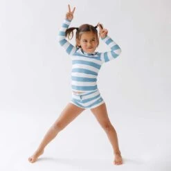 Mini Rash Guard And Shorts Set, Horizon Blue -Swim Shoreline 369A3217