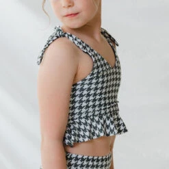 Mini Tied-Up Tankini Set, Houndstooth -Swim Shoreline 369A4263final