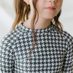 Mini Rash Guard Two-Piece Set, Houndstooth -Swim Shoreline 369A4519final