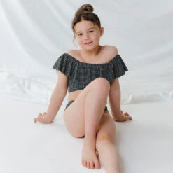 Mini Wave Two-Piece Set, Black Checkers -Swim Shoreline 369A4729final