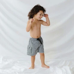 Houndstooth Jr. Swim Trunks -Swim Shoreline 369A4974final