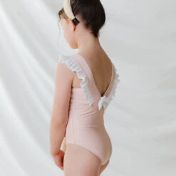 Mini Ruffle One-Piece, Pink Checkers -Swim Shoreline 369A5203final