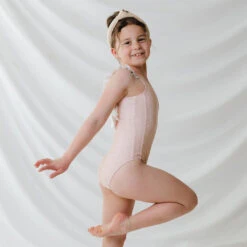 Mini Ruffle One-Piece, Pink Checkers -Swim Shoreline 369A5219final