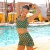 Green Check High-Waisted Swim Skirt -Swim Shoreline 369A5345final 332b20cc 2103 4adb be80 64b1ed9abe63