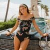 Rose Black Off Shoulder One-Piece -Swim Shoreline 369A6136final