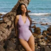 Shell Shock, Periwinkle V Neck Swimsuit 1 Shell Shock, Periwinkle V Neck Swimsuit -Swim Shoreline 369A6850final