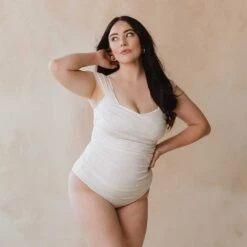 Ivory Off Shoulder One-Piece -Swim Shoreline 369A7320final