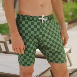 Wind And Sea Shorts, Green Check -Swim Shoreline 369A7564final
