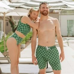 Wind And Sea Shorts, Green Check -Swim Shoreline 369A7591final