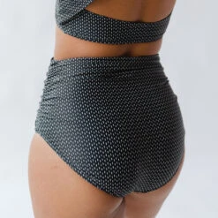 Midnight Dash Ruched High-Waisted Bottoms -Swim Shoreline 369A7608