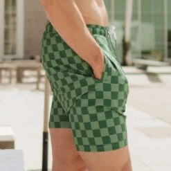 Wind And Sea Shorts, Green Check -Swim Shoreline 369A7622final