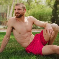 Wind And Sea Shorts 5" Inseam, Magenta Check -Swim Shoreline 369A7686final