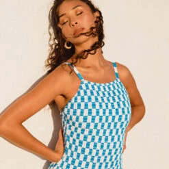 Smocked One-Piece, Blue Checkers -Swim Shoreline 369A7858final 43cad918 50aa 4396 a0c8 9f5612e96e92