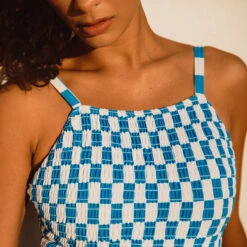 Smocked One-Piece, Blue Checkers -Swim Shoreline 369A7900final