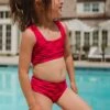 Mini Olivia Two-Piece Set, Magenta Check -Swim Shoreline 369A8562final