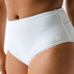 Blue Pinstripe High-Waisted Bottoms -Swim Shoreline 369A8793