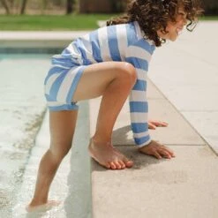 Mini Rash Guard And Shorts Set, Horizon Blue -Swim Shoreline 369A9228finnal