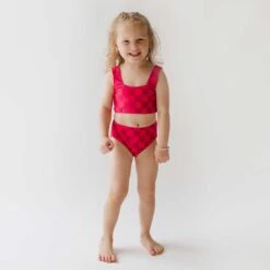 Mini Olivia Two-Piece Set, Magenta Check -Swim Shoreline 369A9439final