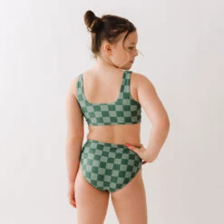 Mini Olivia Two-Piece Set, Green Check -Swim Shoreline 369A9486final