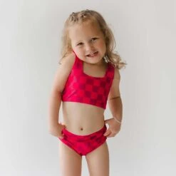 Mini Olivia Two-Piece Set, Magenta Check -Swim Shoreline 369A9521final