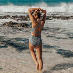 Black Check Top Knot -Swim Shoreline BlackGingham Web6