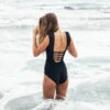 The Maria, Black Mesh One-Piece Swimsuit