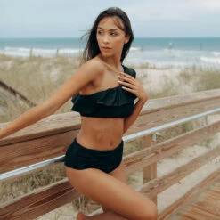 Matte Black Paneled Bottoms -Swim Shoreline PANELED BOTTOMS BLACK WEB 3