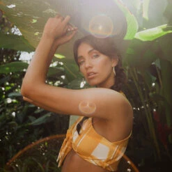 Butterscotch Plaid Top Knot -Swim Shoreline TopKnot Web2