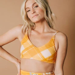 Rise Bralette, Butterscotch Plaid 12 Rise Bralette, Butterscotch Plaid -Swim Shoreline butterscotch plaid rise bralette4