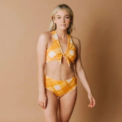 Butterscotch Plaid Top Knot -Swim Shoreline butterscotch plaid top knot