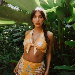 Butterscotch Plaid Top Knot -Swim Shoreline butterscotch plaid top knot8